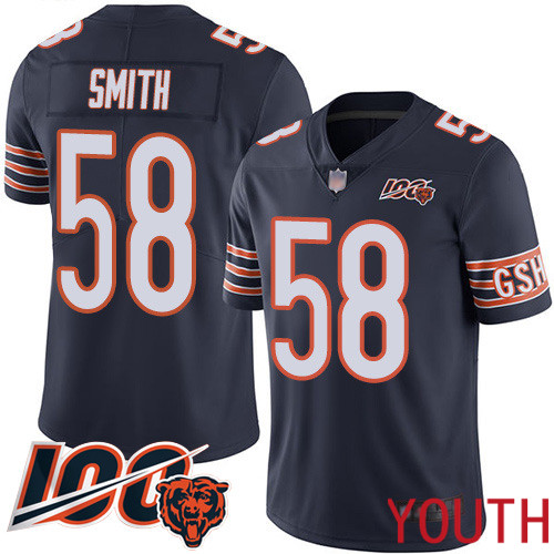 Chicago Bears Limited Navy Blue Youth Roquan Smith Home Jersey NFL Football #58 100th Season